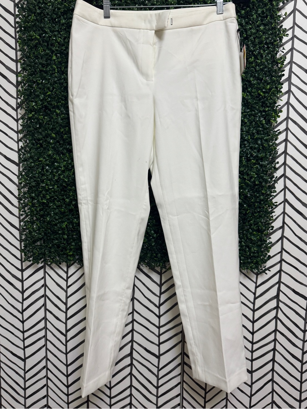 Anne Klein White Mid-Rise Tailored Dress Trousers
